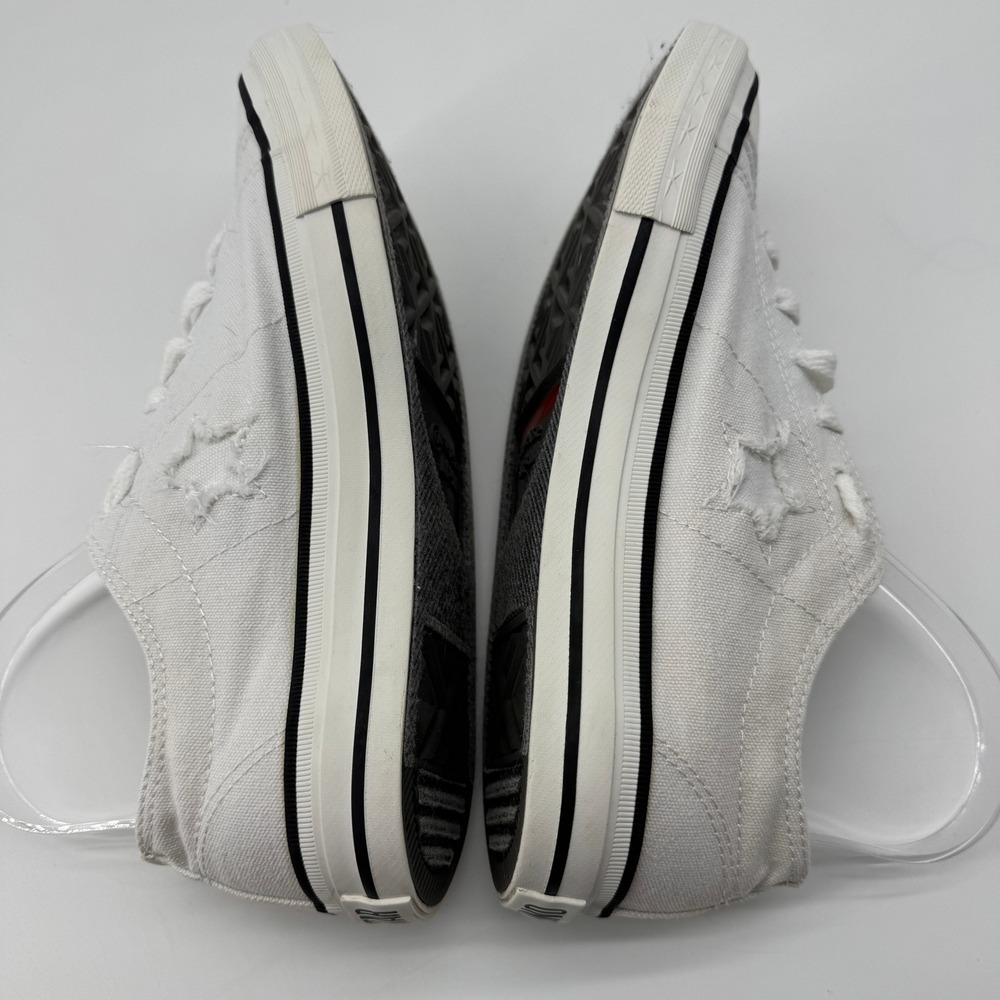 Converse One Star Sneakers Womens 8 White Canvas Low Top Distressed FLAW - Picture 12 of 12